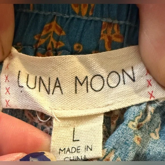 Luna Moon Women’s L Tiered Maxi Skirt Floral Teal Crochet Cottagecore Bohemian - Picture 5 of 7